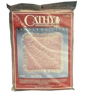 Cathy Needlecraft Candle Quilting Pillow Kit #8003 Pink Hearts And Tulips New